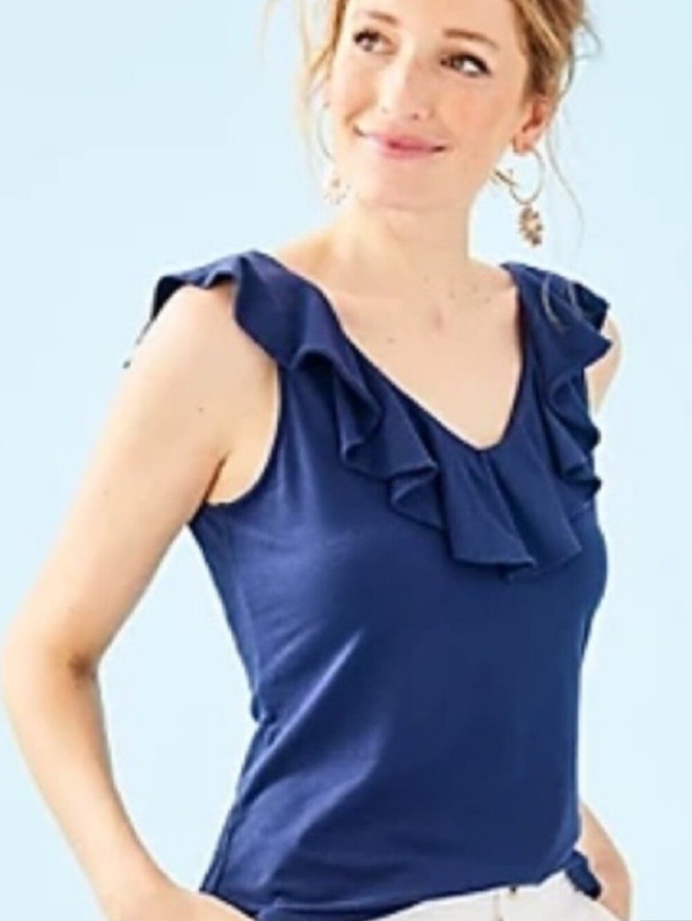 Lilly Pulitzer Navy Ruffle Tank Top Alessa Style
